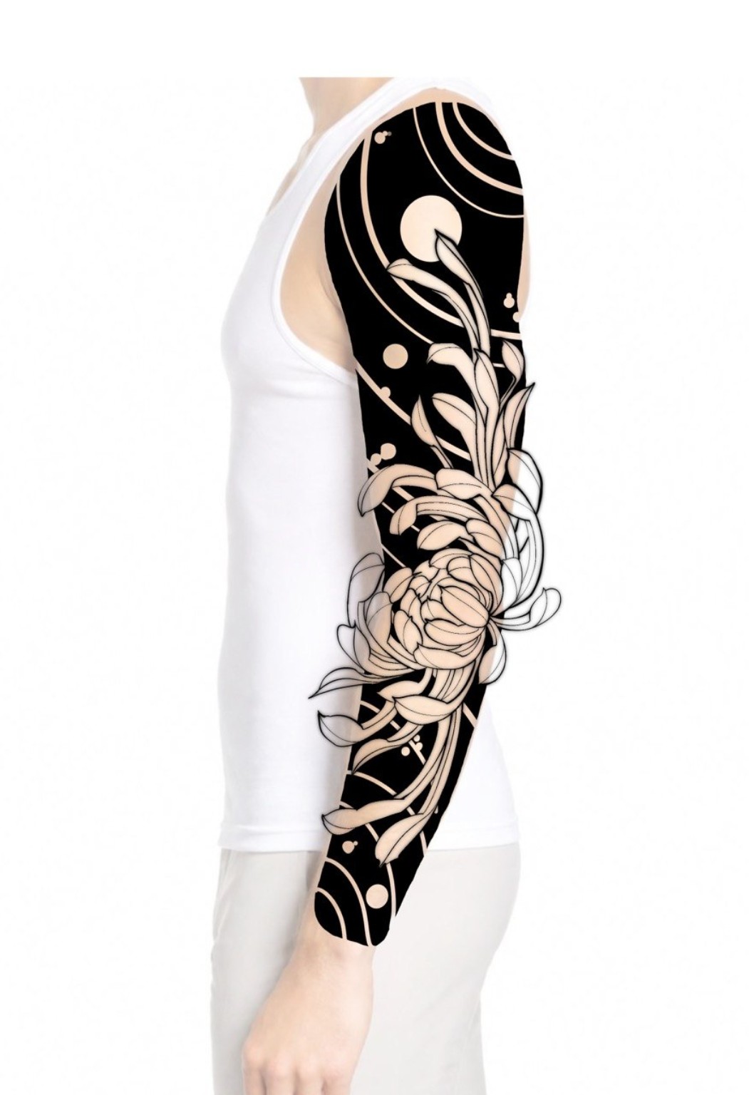 Mockup do projeto disponível ART-004: Floral e círculos — I para braço